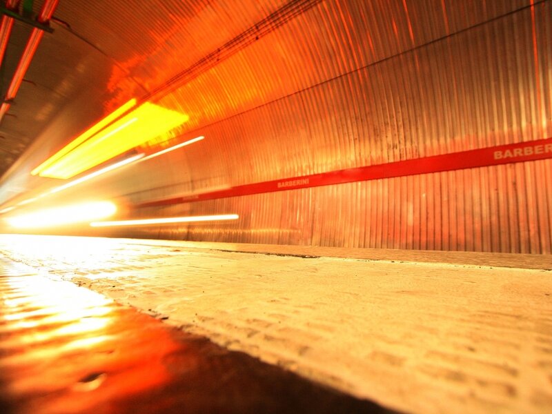 Train station light streaks
