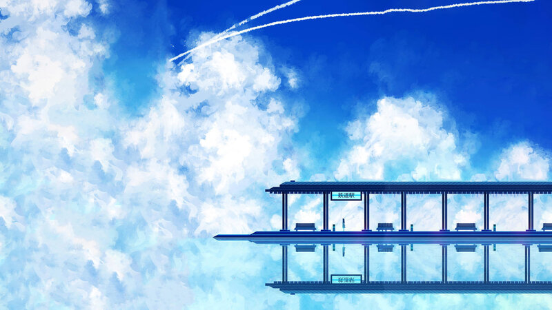 Train Station Platform — Blue, Serene, Morning