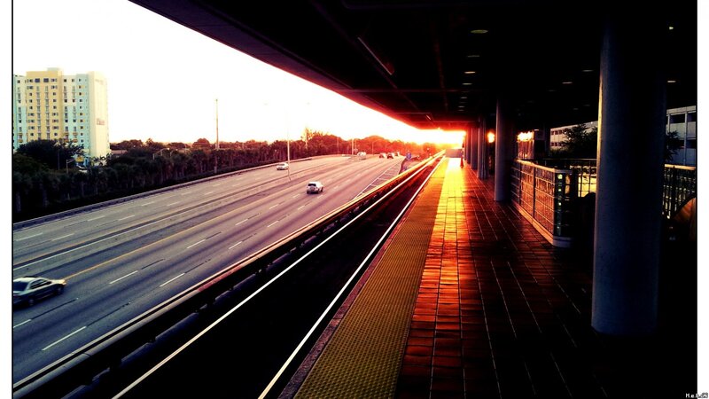 Train Station Platform — Orange, Dramatic, Sunrise