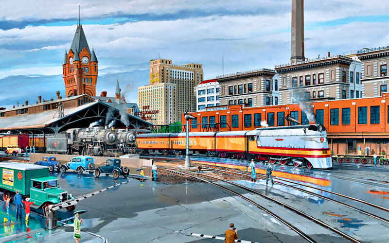 Train Station Scene — Orange