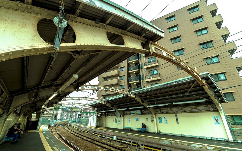 Train station under bridge