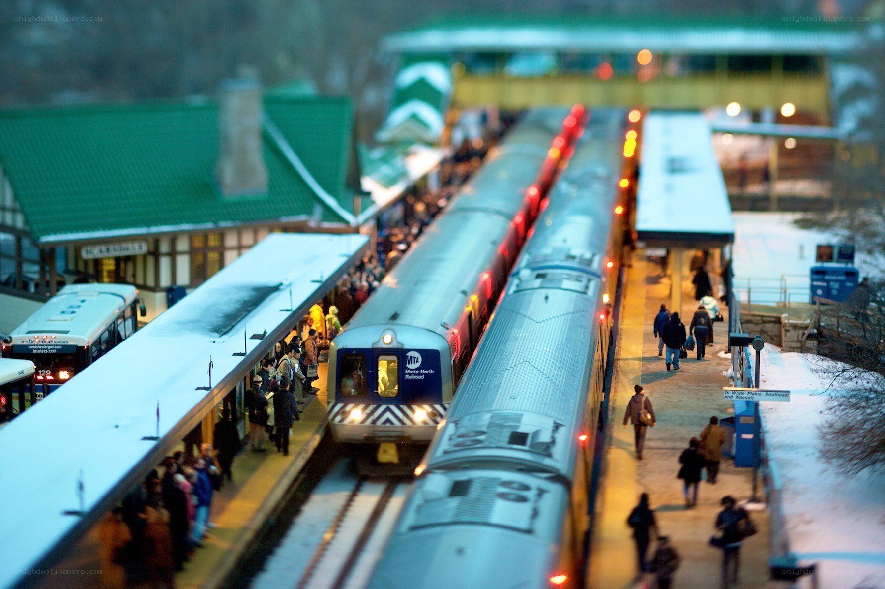 Train station with passengers