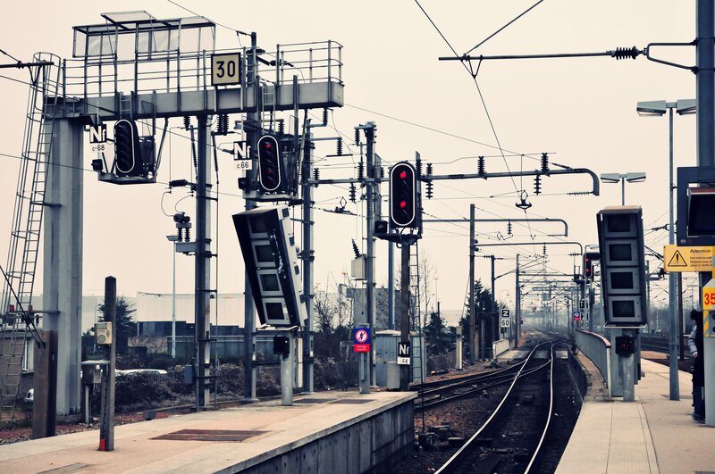 Train station with signals