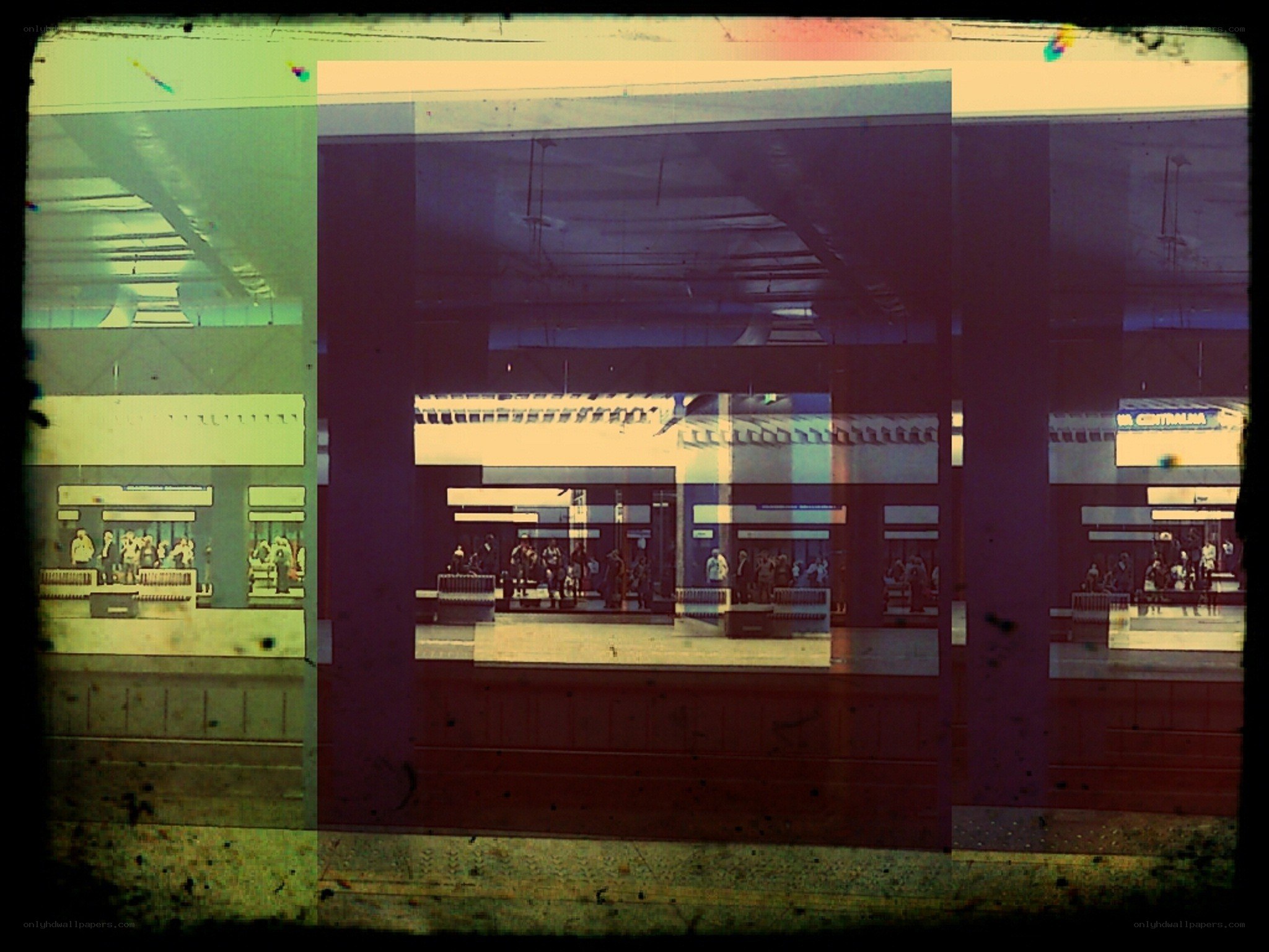 train station with vintage filter