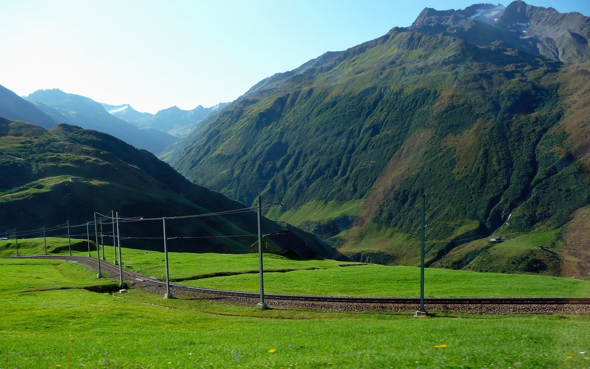 Train track in a mountain valley