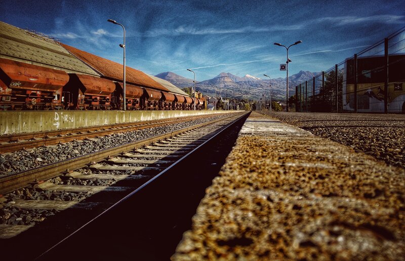 Train Tracks and Freight Cars
