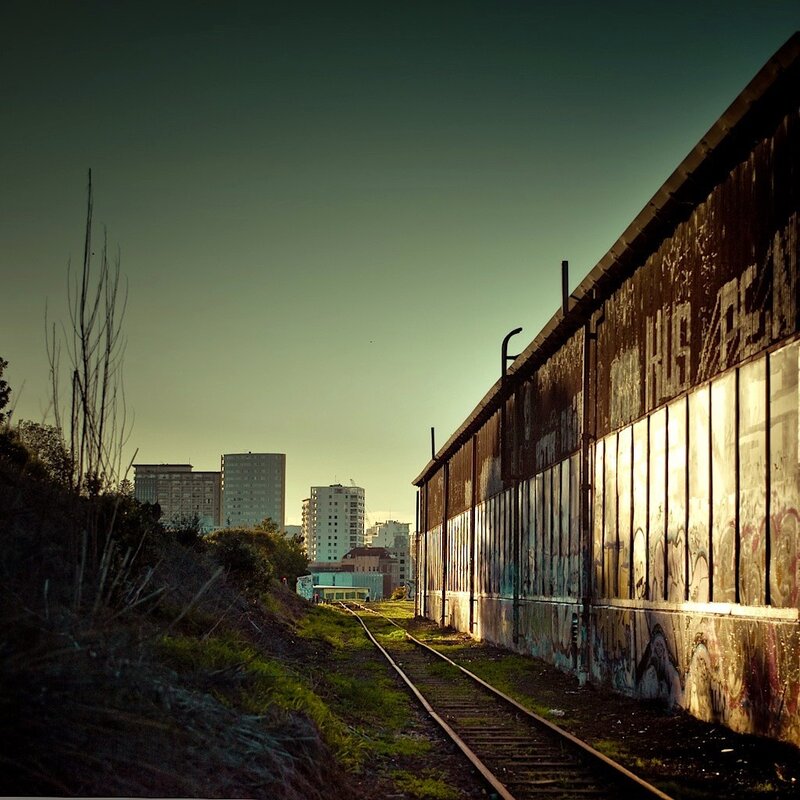 Train Tracks and Graffiti Wall