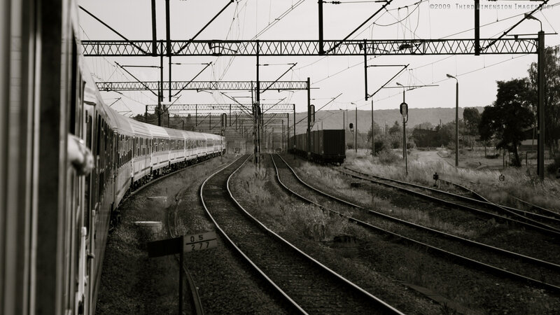 Train tracks and overhead lines