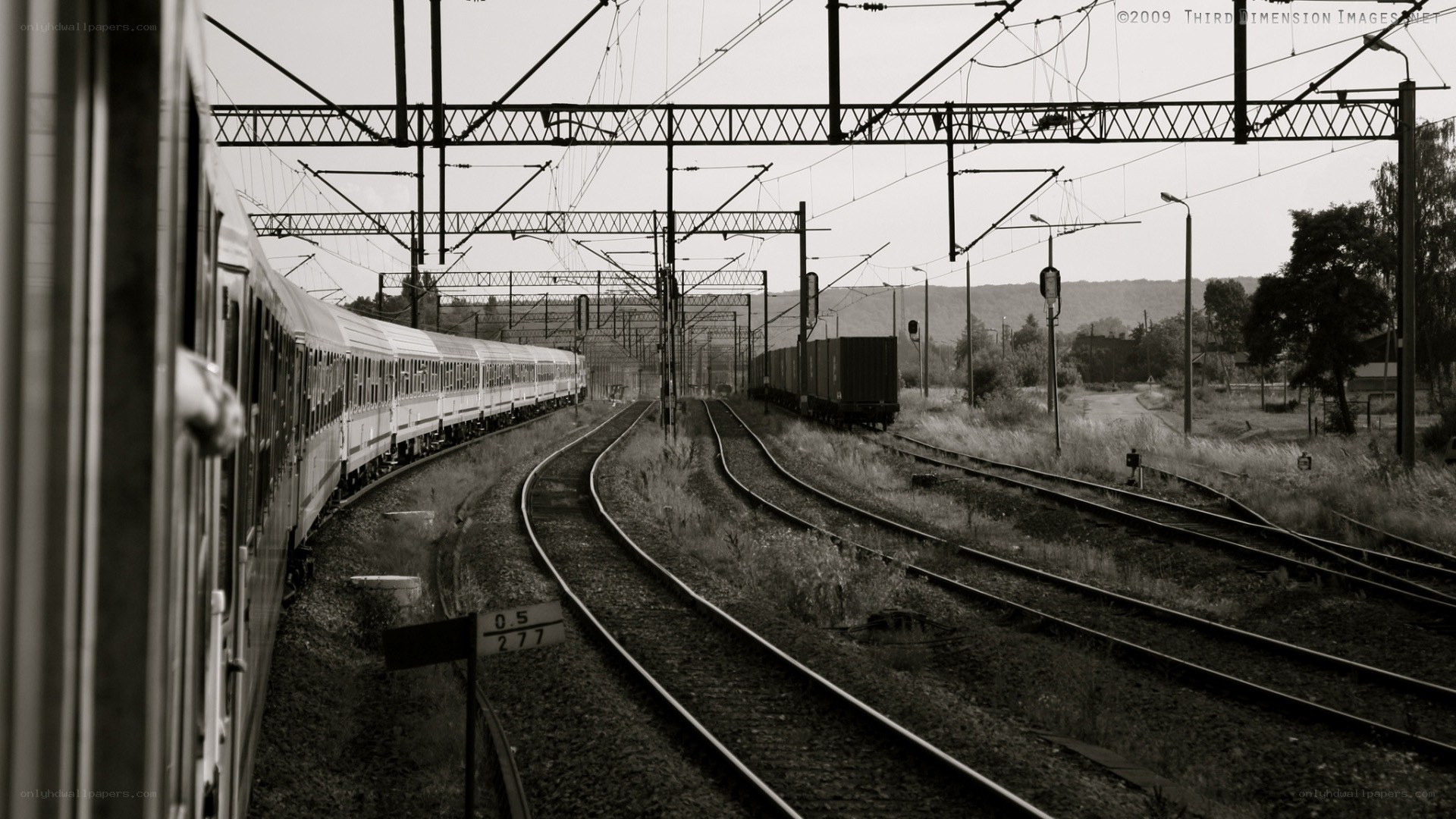 Train tracks and overhead lines