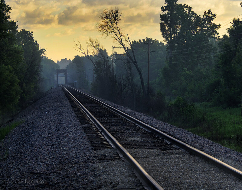 Train tracks at dawn