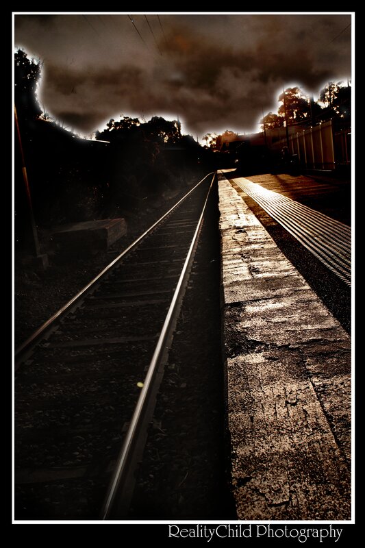 Train tracks at dusk