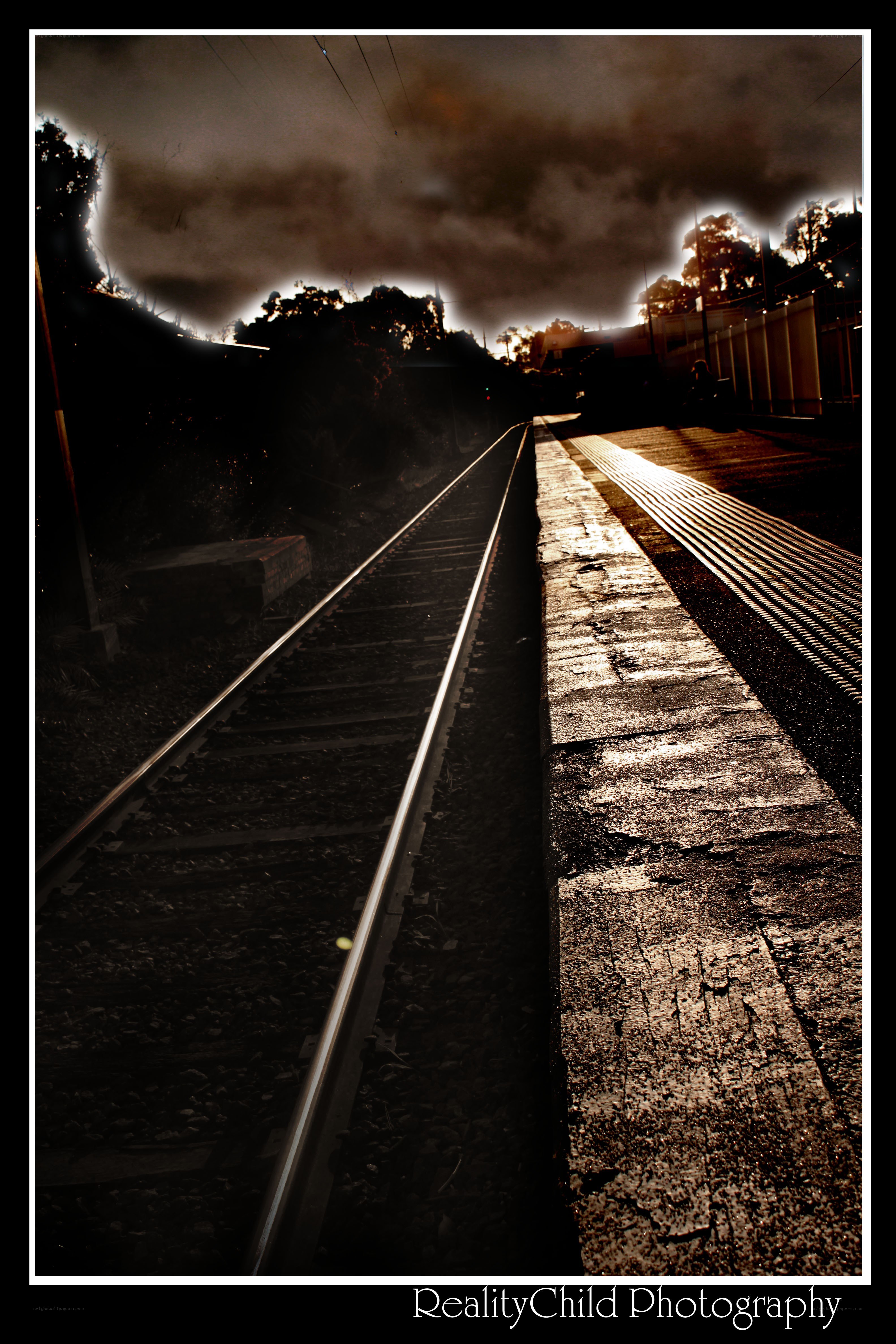 Train tracks at dusk