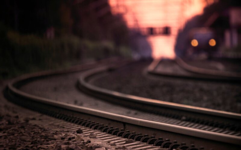 Train tracks at dusk