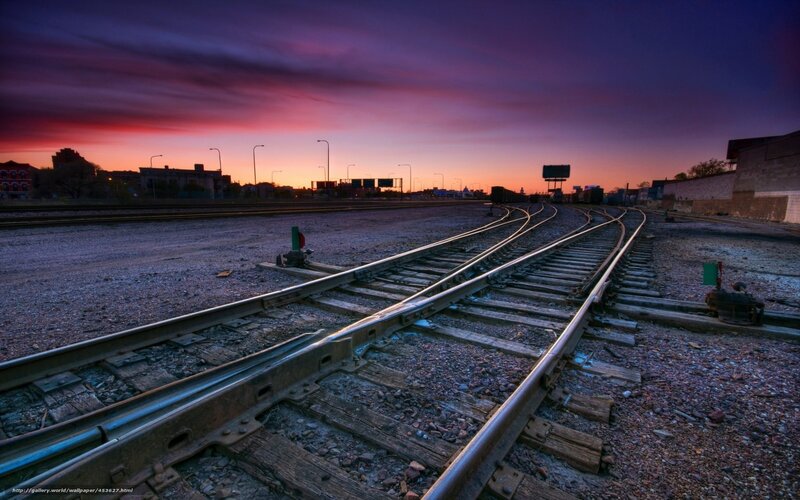 Train Tracks at Dusk — Purple, Dramatic