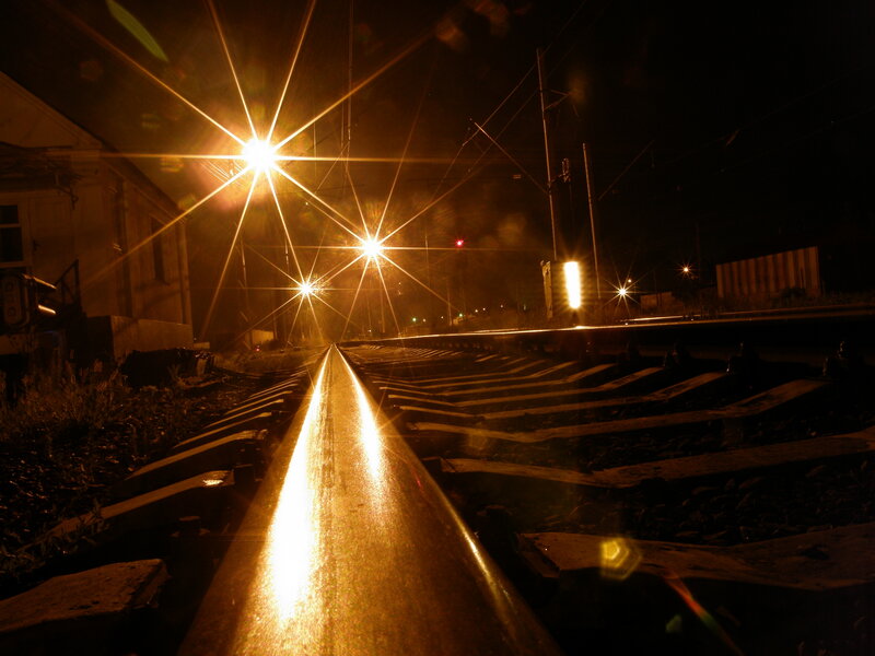 Train Tracks at Night — Black