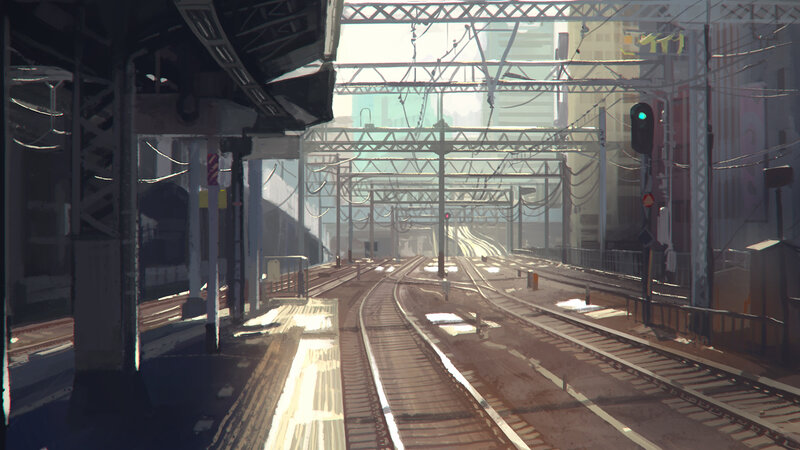 Train Tracks at Station — Brown
