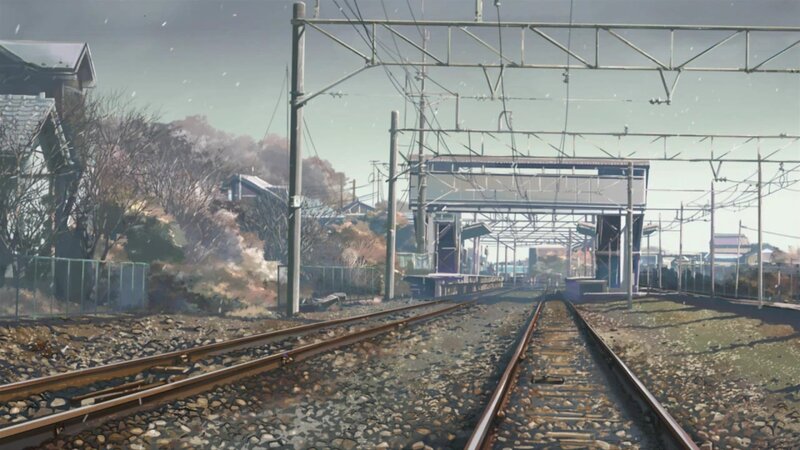 Train Tracks at Station — Gray, Calm