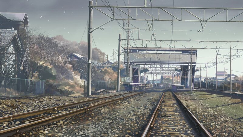 Train Tracks at Station — Gray