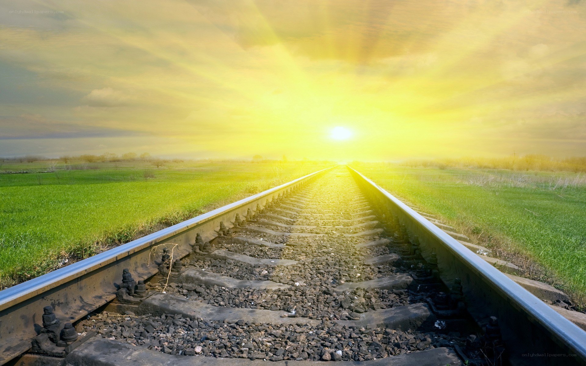 Train tracks at sunrise