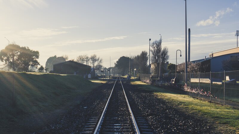 Train Tracks at Sunrise — Green
