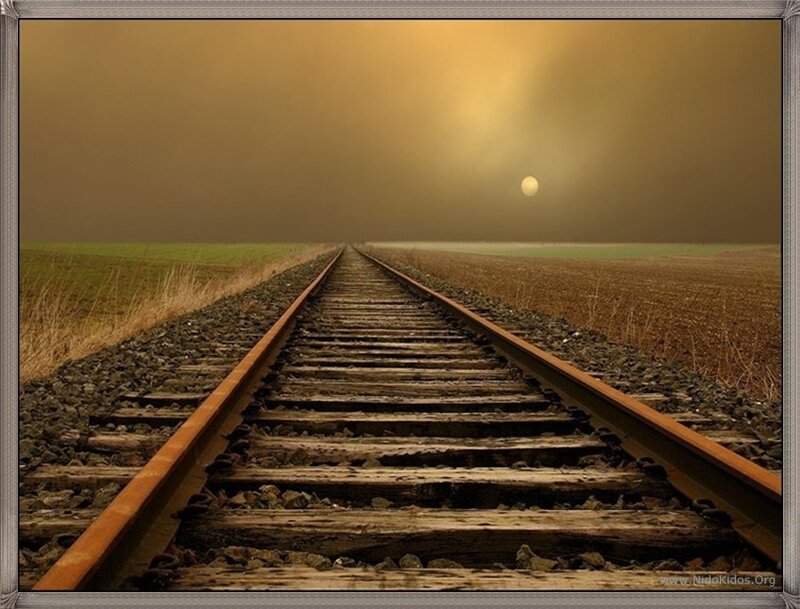 Train tracks at sunset