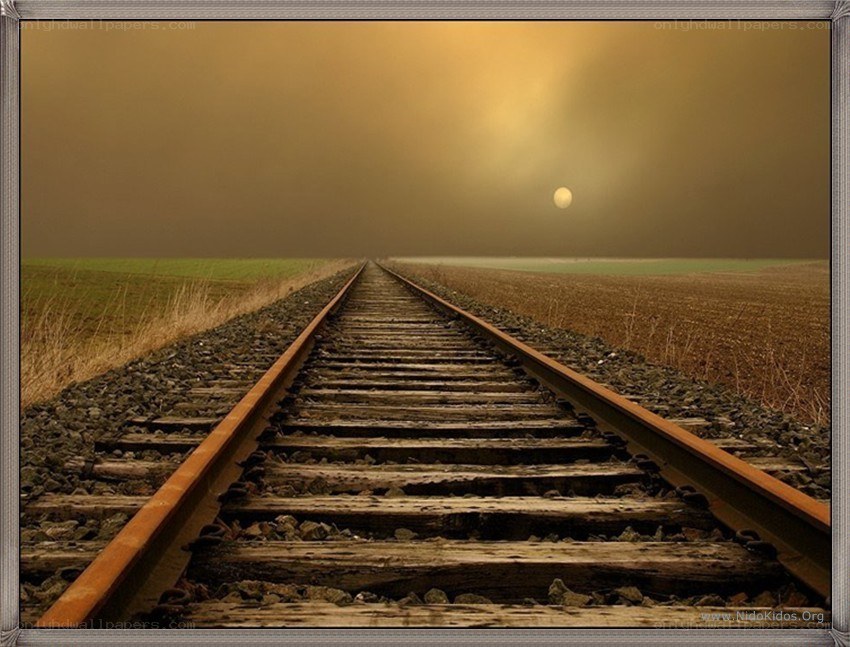 Train tracks at sunset