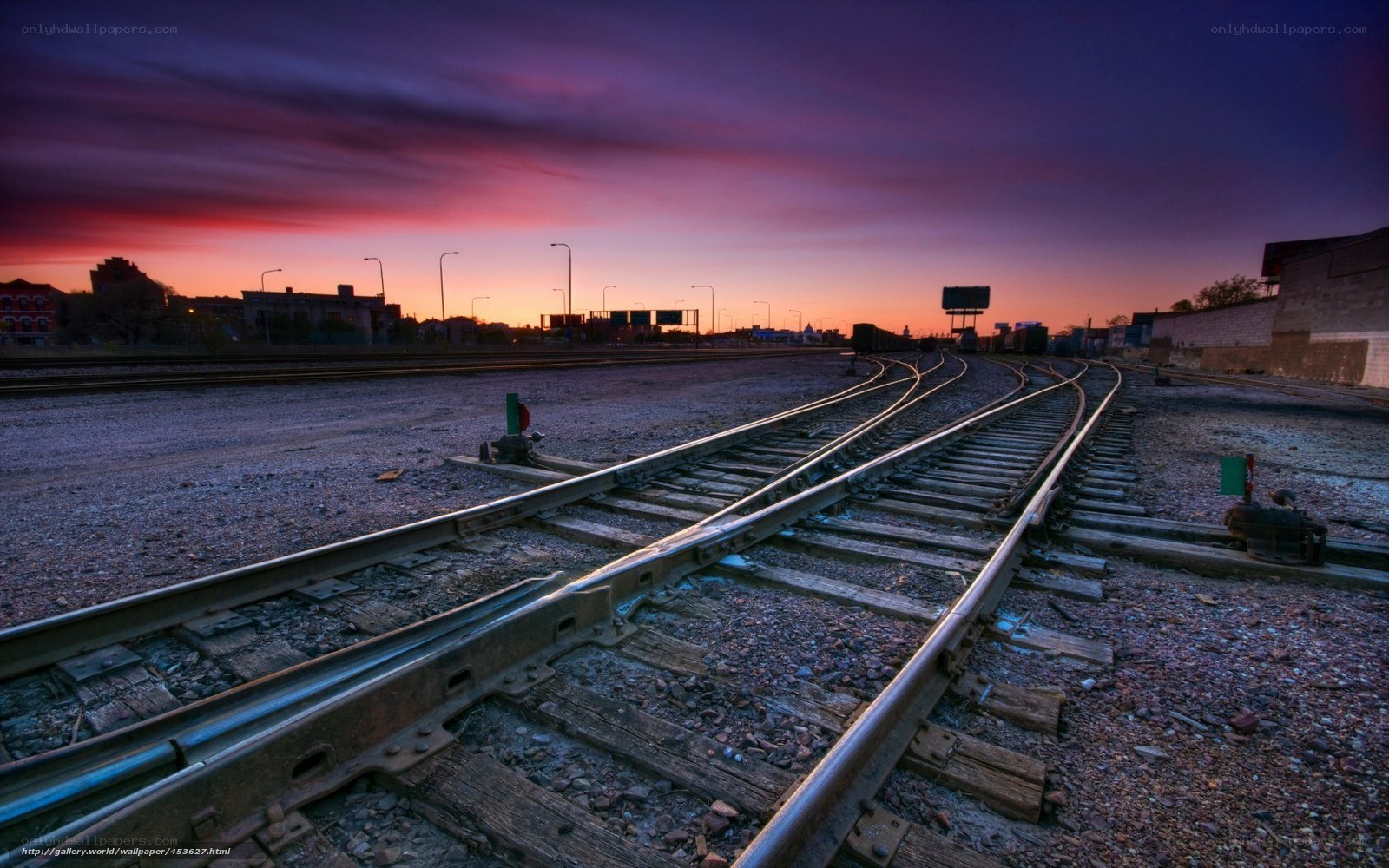 Train tracks at sunset