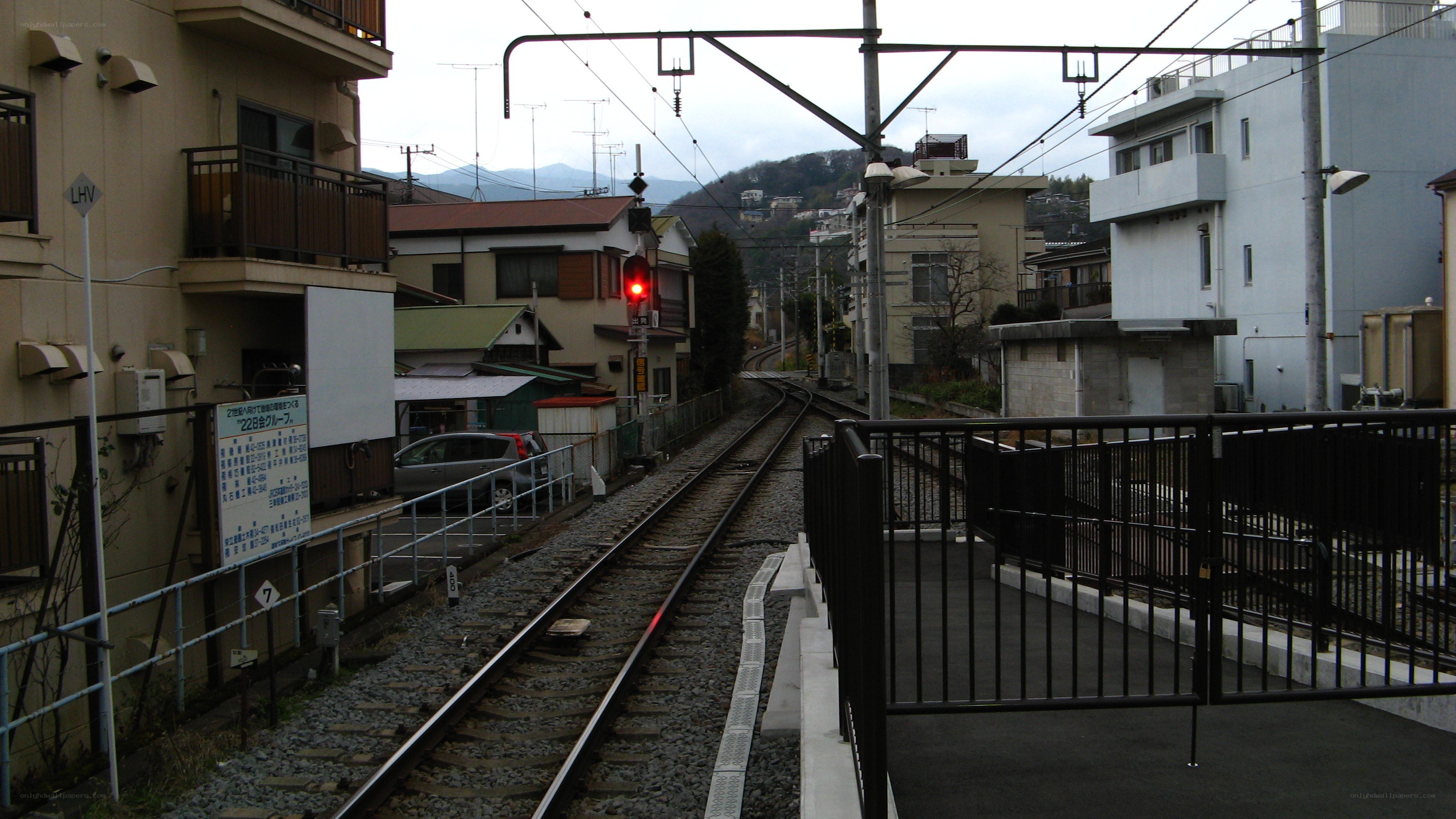 train tracks in a residential area