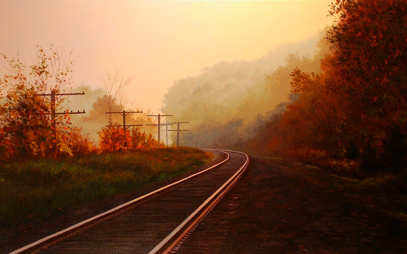 Train Tracks in Autumn — Orange