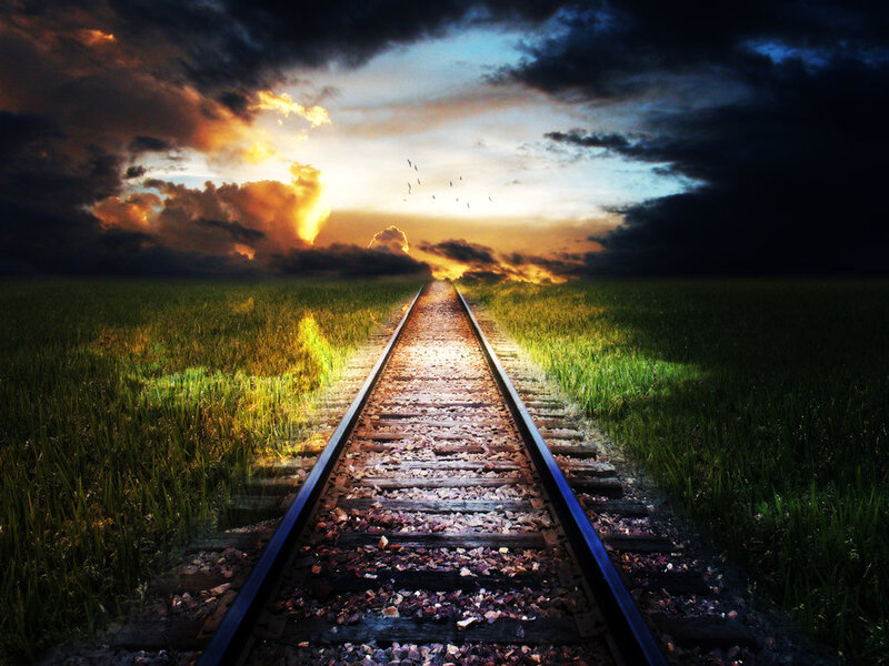 Train Tracks in Field