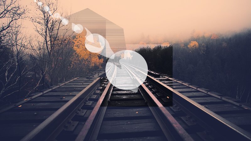 Train Tracks in Fog — Gray, Misty