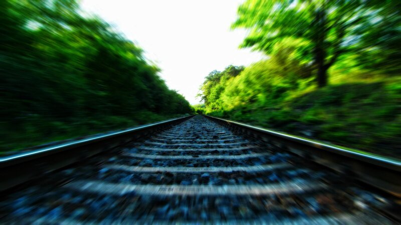 Train Tracks in Forest — Green, Dynamic
