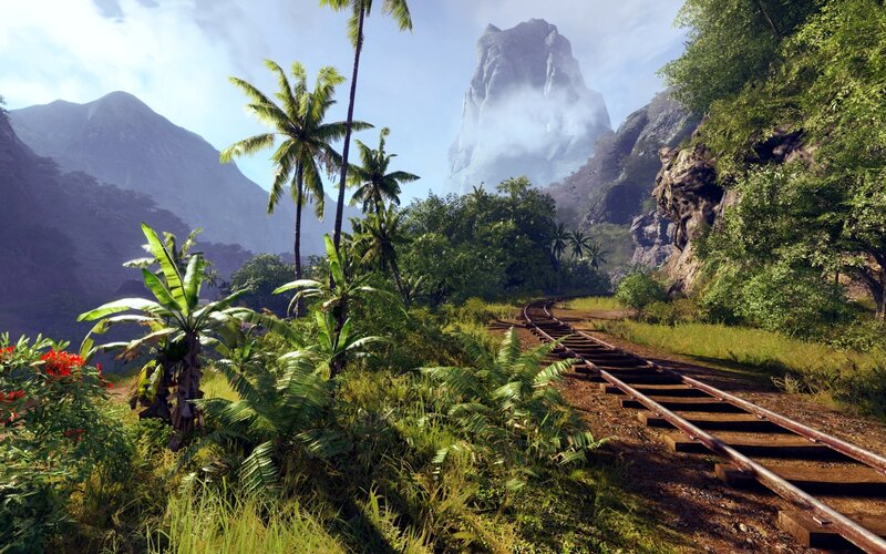 Train Tracks in Jungle — Green