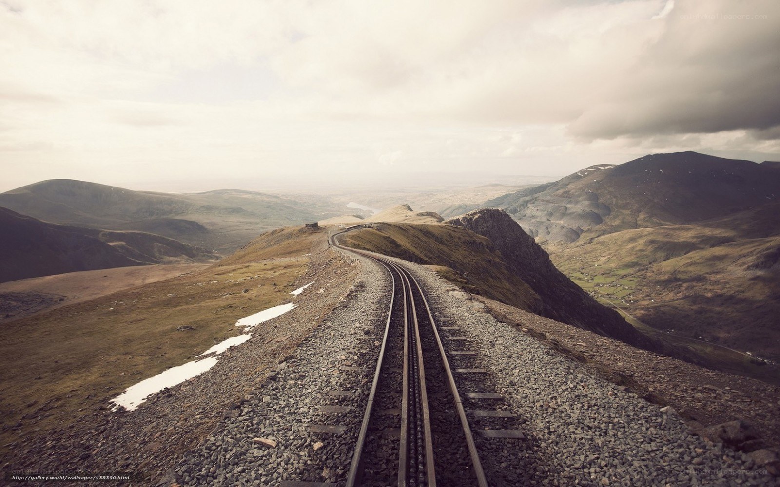 Train tracks in mountain landscape
