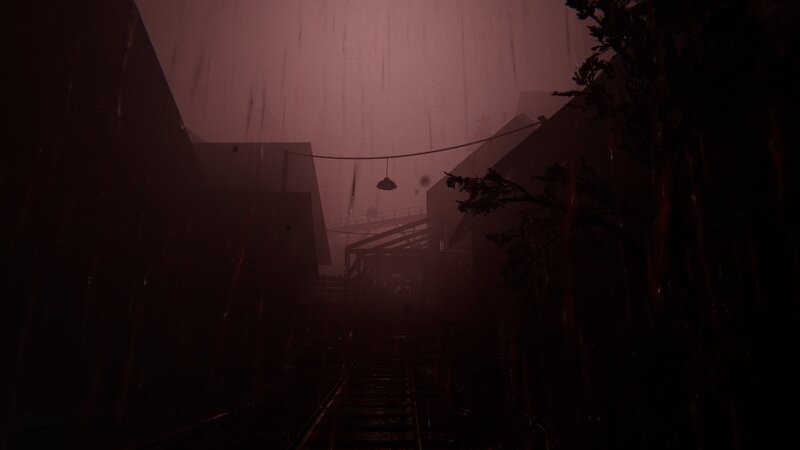 Train Tracks in Rain