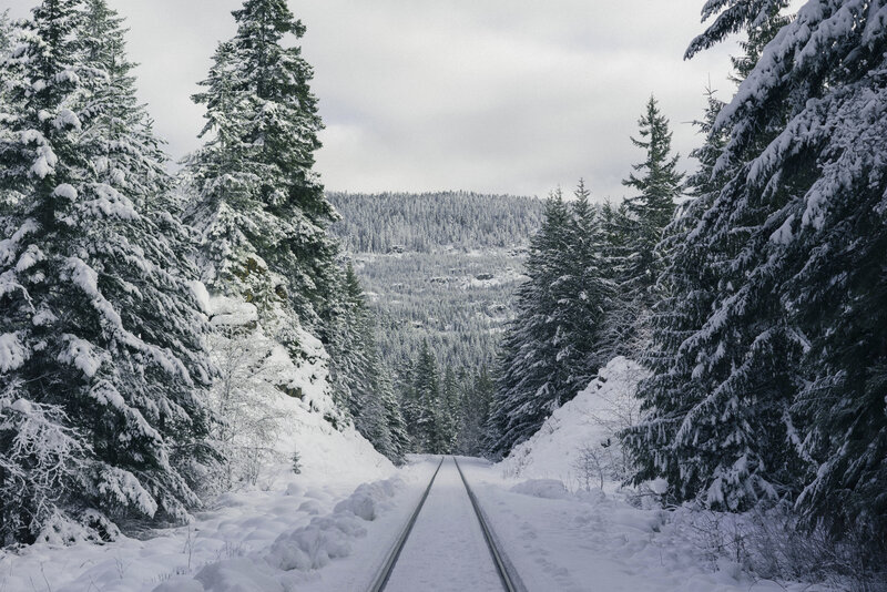 Train Tracks in Snow — White