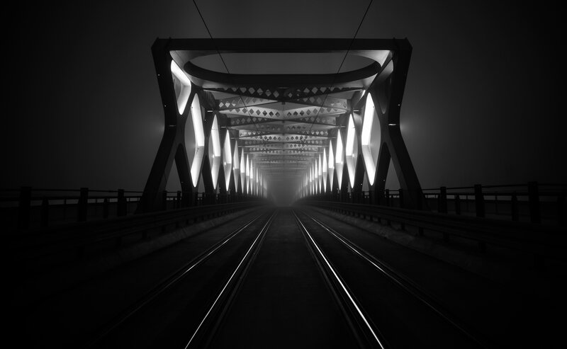 Train Tracks in Tunnel — Black