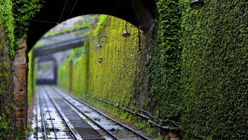 Train Tracks in Tunnel