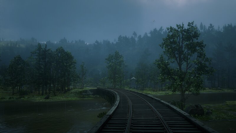 Train Tracks on a Bridge — Green