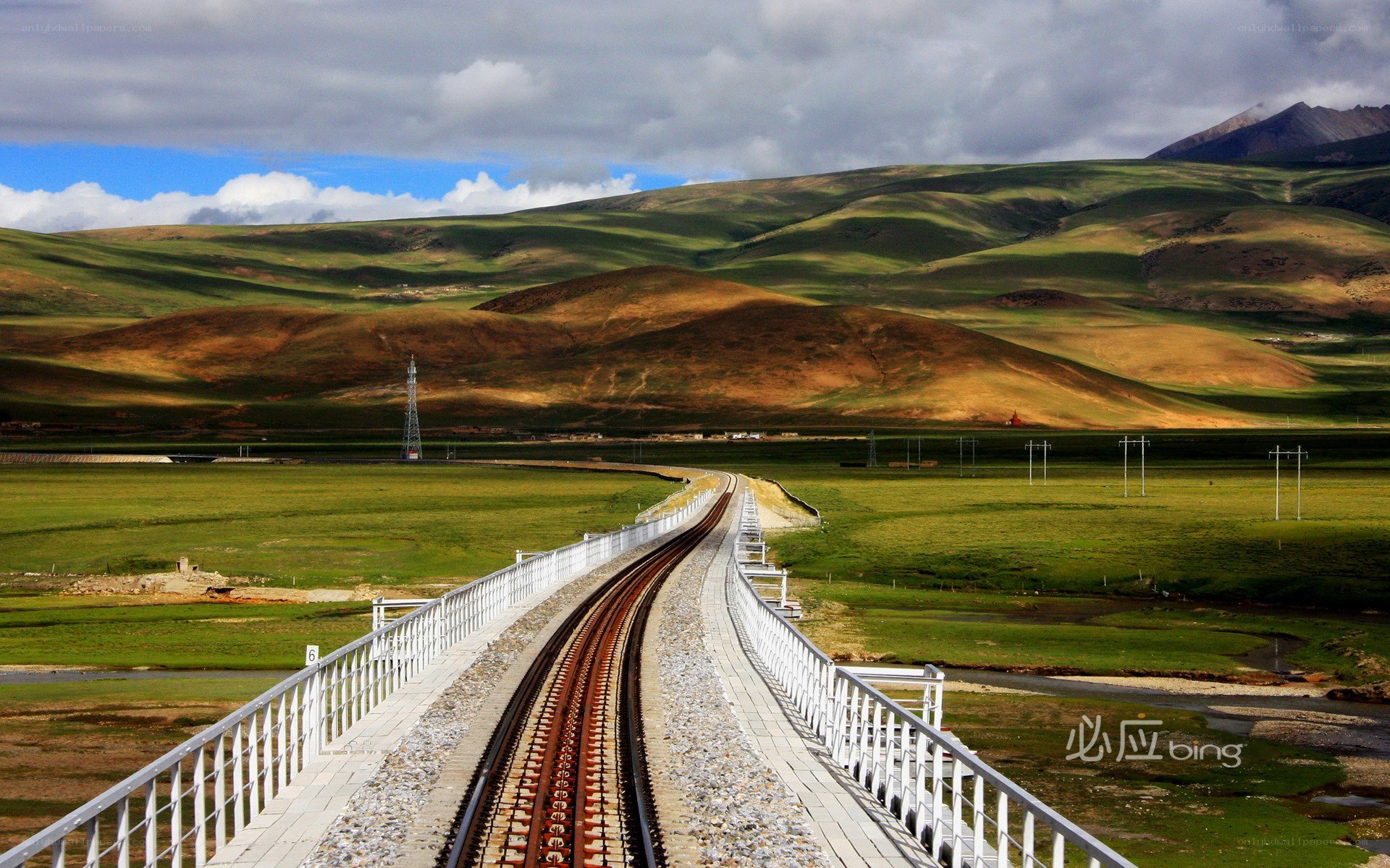 Train tracks on a bridge in Tibet
