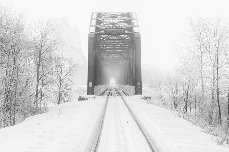 Train Tracks on Bridge — Black