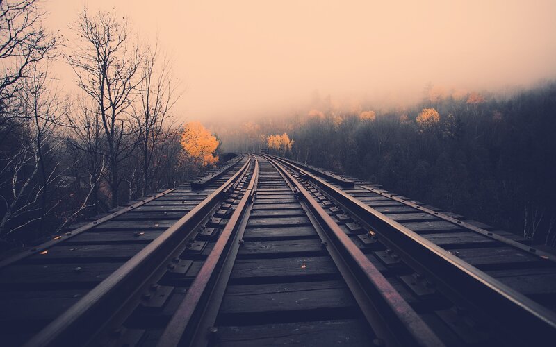 Train Tracks on Bridge — Brown