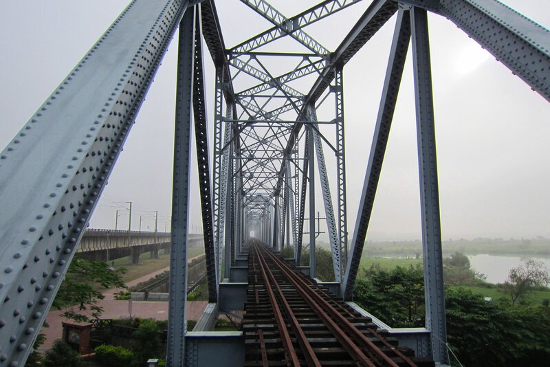 Train Tracks on Bridge — Gray