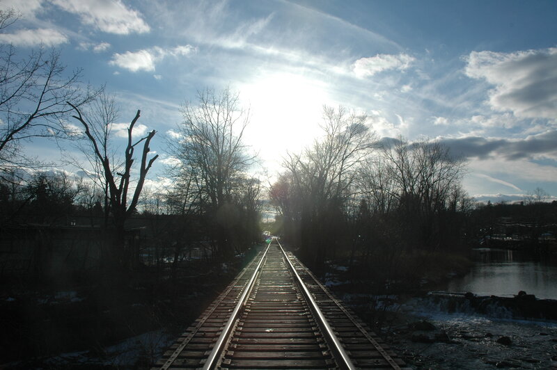 Train tracks over a river