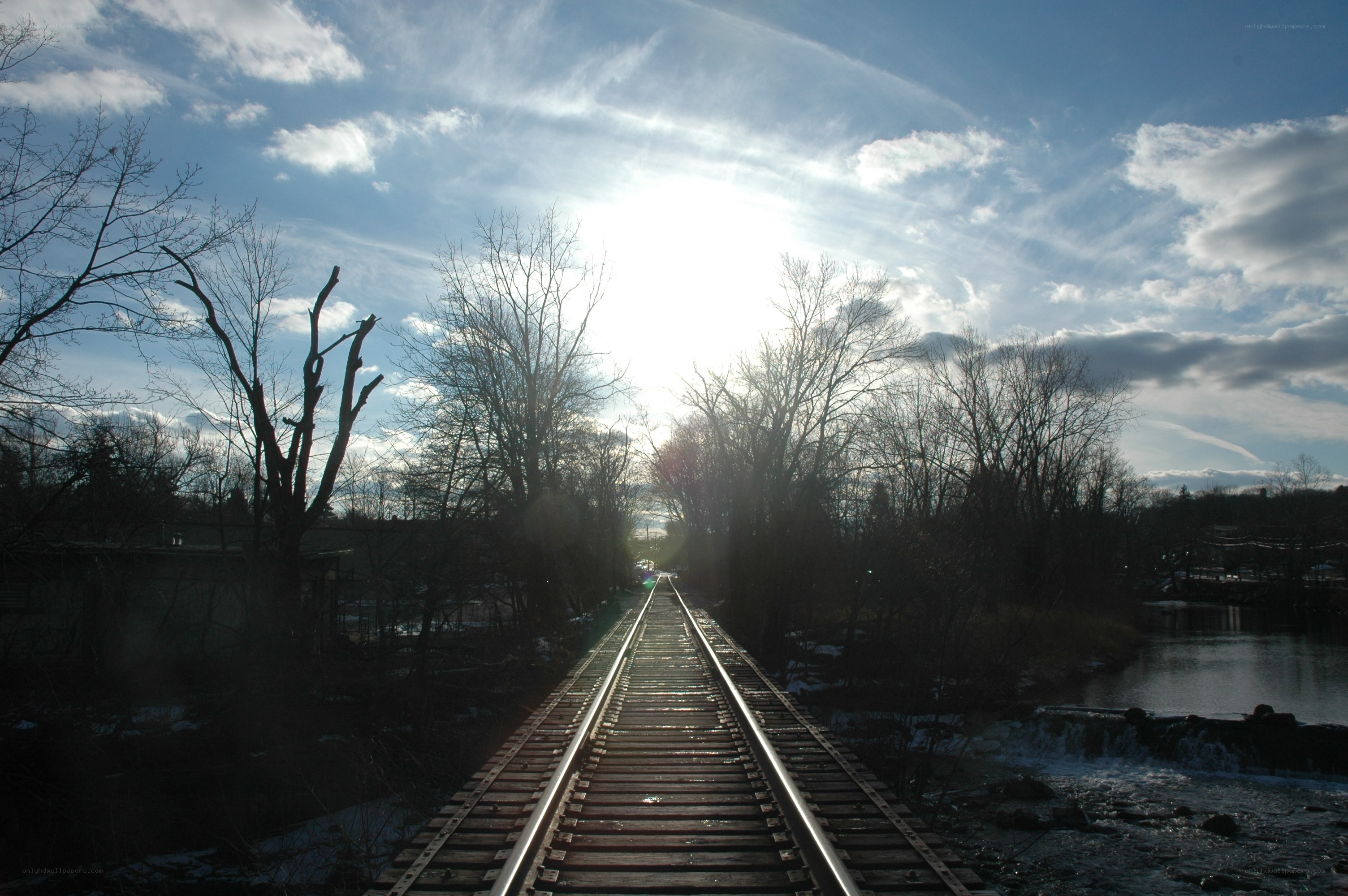Train tracks over a river