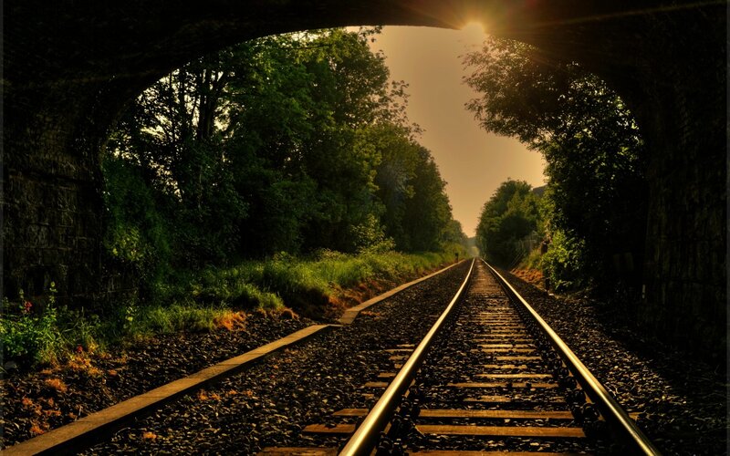 Train Tracks under Tunnel — Green