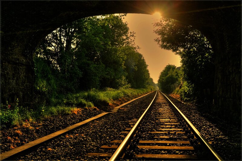 Train Tracks under Tunnel