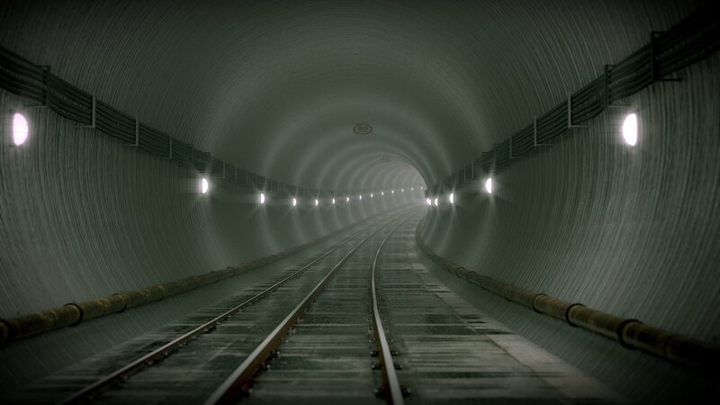 Train Tunnel Interior — Gray, Dark, 3d Render