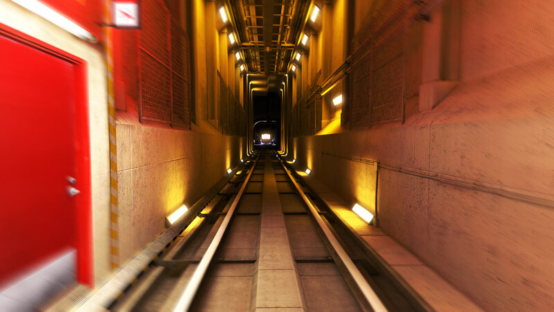 Train Tunnel Interior — Red