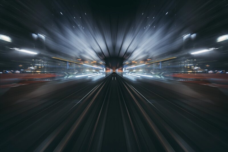 Train Tunnel Motion Blur — Black, Dynamic